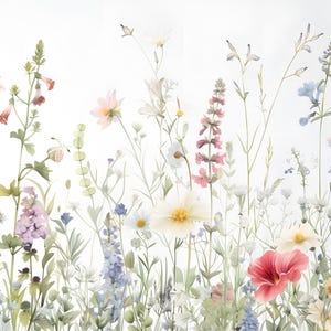 Summer Cottage Flowers Ceramic Backsplash Mural.
