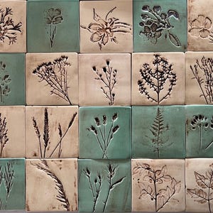 Wild Flower Ceramic tile set of 20 tiles